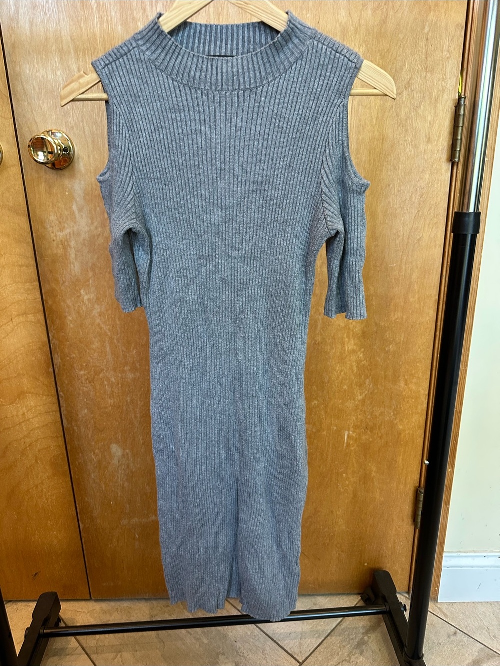 Guess Ribbed Knit Sweater Dress - Gray